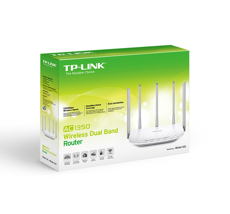 TPLINK TP LINK AC1350 Routeur Dual Band WiFi TP LINK AC1350 Routeur Dual Band WiFi Qualcomm 867Mbps at 5GHz + 450Mbps at 2.4GHz 802.11ac/a/b/g/n 1 10/100M WAN + 4 10/100M LAN Wi