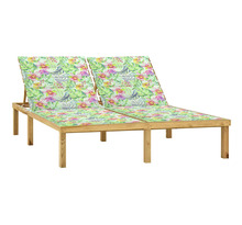 Vidaxl chaise longue double avec coussins motif feuilles pin imprégné