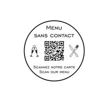 Menu sans contact personnalisé format rond QR Code - Présentation menu hôtel restaurant sans contact - Couleur blanc