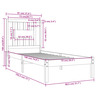 Vidaxl cadre de lit blanc bois massif 75x190 cm petit simple