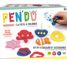 Pen'do pâte à modeler crayon de couleur kit 4 couleurs + accessoires
