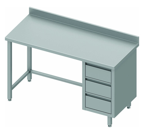 Table inox avec 3 tiroirs a droite - gamme 600 - stalgast -  - acier inoxydable1200x600 x600xmm