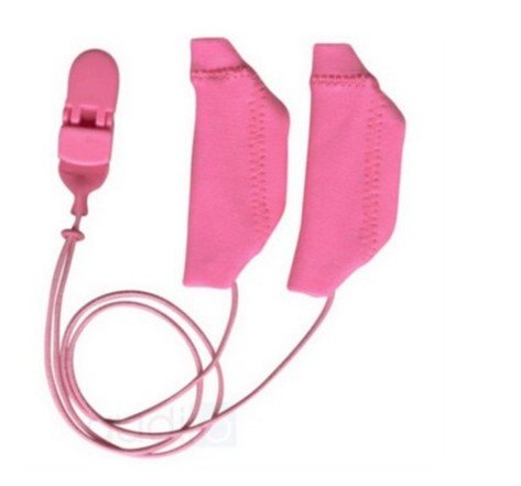 Housse duo de protection eargear pour implants cochléaires avec cordon  rose