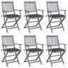 Vidaxl chaises pliables d'extérieur 6 pièces avec coussins bois d'acacia