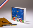 Carte double fin d'année - créée et imprimée en France- Paysage enneigé et poétique pour souhaiter un joyeux Noël ou les vœux de bonne année