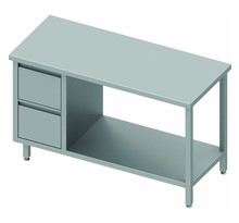 Table inox avec tiroir a gauche et etagère - gamme 600 - stalgast - 1200x600
