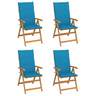 Vidaxl chaises de jardin 4 pcs avec coussins bleu bois de teck