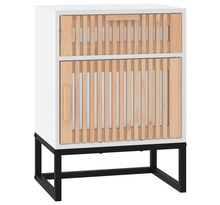 vidaXL Table de chevet blanc 40x30x55 5 cm bois d’ingénierie et fer