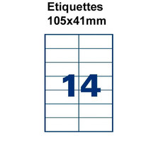 Étiquettes adhésives  105x41mm  (14étiquettes/feuille) - blanc - 50 feuilles -t3azur