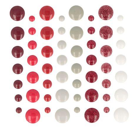 64 demi-perles adhésives en émail rouges barok