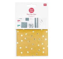 Papier patch Jaune étoiles dorées 30 x 42 cm
