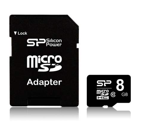 SILICON POWER microSDHC 8 Go Class 10 + Adaptateur SDHC