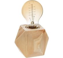 Lampe socle en bois - E27 - 25 W - H. 8 cm - Beige