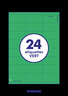 20 planches a4 - 24 étiquettes 70 mm x 35 mm autocollantes vert par planche pour tous types imprimantes - jet d'encre/laser/photocopieuse