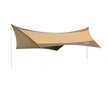 Bâche anti-pluie voile d'ombrage toile de camping 5 6l x 5 5l m polyester haute densité 190t imperméable marron doré