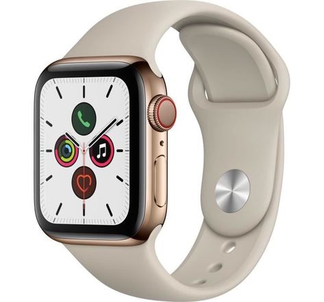 Apple Watch Series 5 Cellular 40 mm Boîtier en Acier Inoxydable Or avec Bracelet Sport Stone - S/M
