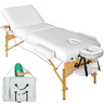 Tectake table de massage somwang 3 zones avec rembourrage de 7 5cm et châssis en bois - blanc