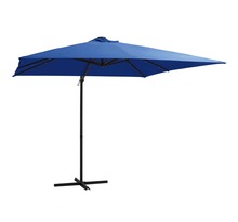 Vidaxl parasol déporté avec led et mât en acier 250x250 cm bleu azuré