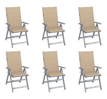 Vidaxl chaises inclinables de jardin 6 pcs avec coussins bois d'acacia