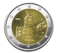 2 euro commemorative 2022 : allemagne (chateau de wartburg)