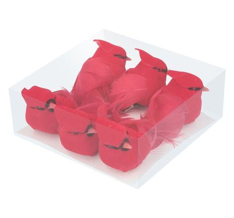 Oiseaux rouges sur pince 7x4 5x3 5 cm 6 pièces
