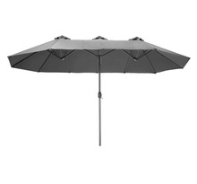 Tectake parasol silia en aluminium 460 x 270 cm réglable en hauteur - gris