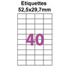 Étiquettes adhésives  52 5x29 7mm  (40étiquettes/feuille) - blanc - 50 feuilles -t3azur