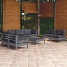vidaXL Salon de jardin 8 Pièces avec coussins bois de pin massif