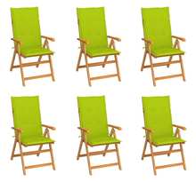 Vidaxl chaises de jardin 6 pcs avec coussins vert vif bois de teck