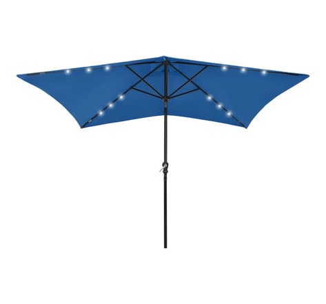 Vidaxl parasol avec led et mât en acier bleu azuré 2x3 m
