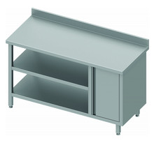 Table inox adossée avec porte droite & 2 etagères - profondeur 600 - stalgast - 1300x600 x600xmm