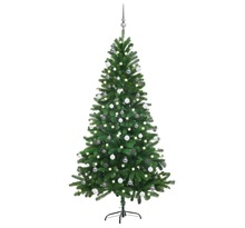 vidaXL Arbre de Noël artificiel pré-éclairé et boules 180 cm vert