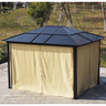 Pavillon de jardin tonnelle rigide dim. 3 6l x 3l x 2 65h m 4 parois latérales anti-uv beige 4 moustiquaires zippées éclairage led solaire alu polycarbonate noir marron