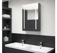 vidaXL Armoire de salle de bain à miroir LED Gris brillant 50x13x70 cm