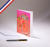 Carte double Carnet de couleurs créée et imprimée en France sur papier certifié PEFC - Vélo fleuri