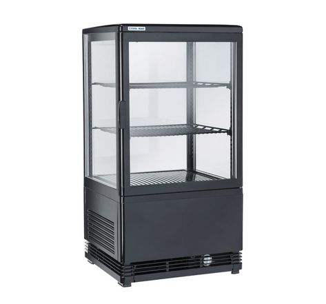 Mini vitrine armoire réfrigérée 4 faces vitrées - 58 litres - noirr600a -  428x386x810mm
