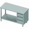 Table inox centrale 3 tiroirs a droite et etagère - gamme 600 - stalgast - 1300x600 x600xmm