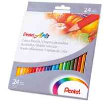 Etui de 24 crayons de couleur hexagonaux pentel arts