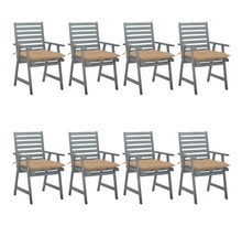 Vidaxl chaises à dîner d'extérieur 8 pcs avec coussins acacia massif