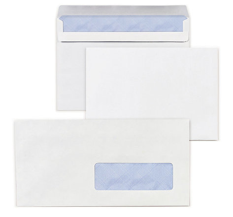 Lot de 1000: Enveloppe commerciale vélin extra-blanc mécanisable patte gommée avec fenêtre 80 g/m² LA COURONNE 115x225 mm