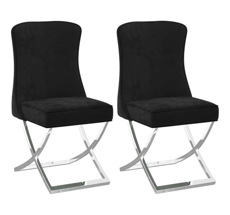 Vidaxl chaises à manger lot de 2 noir 53x52x98 cm velours et inox