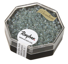 Delica-rocailles, 1,6mm transparent Rainbow, boîte, aigue-marine, 8g