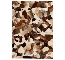 Vidaxl tapis cuir véritable patchwork 80x150 cm aléatoire marron/blanc