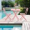 Salon de jardin bistro pliable - table carrée dim. 60L x 60l x 71H cm avec 2 chaises - métal thermolaqué rose