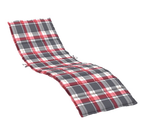 vidaXL Coussin de chaise longue à carreaux rouge 200x70x3 cm