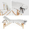 Tectake Table de massage pliante 3 Zones Bois, cosmétique, portable - blanc