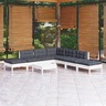vidaXL Salon de jardin 8 Pièces avec coussins blanc bois de pin