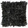 Vidaxl coussin shaggy noir 60x60 cm cuir et coton