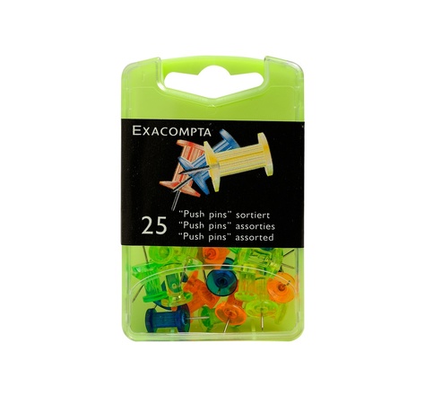 Exacompta - Boîte de 25 épingles Push Pins couleurs assorties translucides