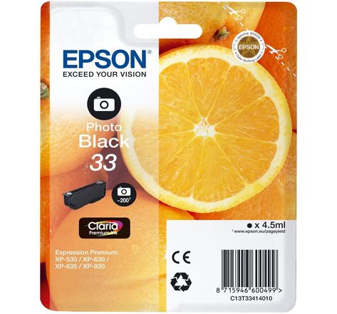 Cartouche d'encre Epson Orange T33 (Noir Photo)